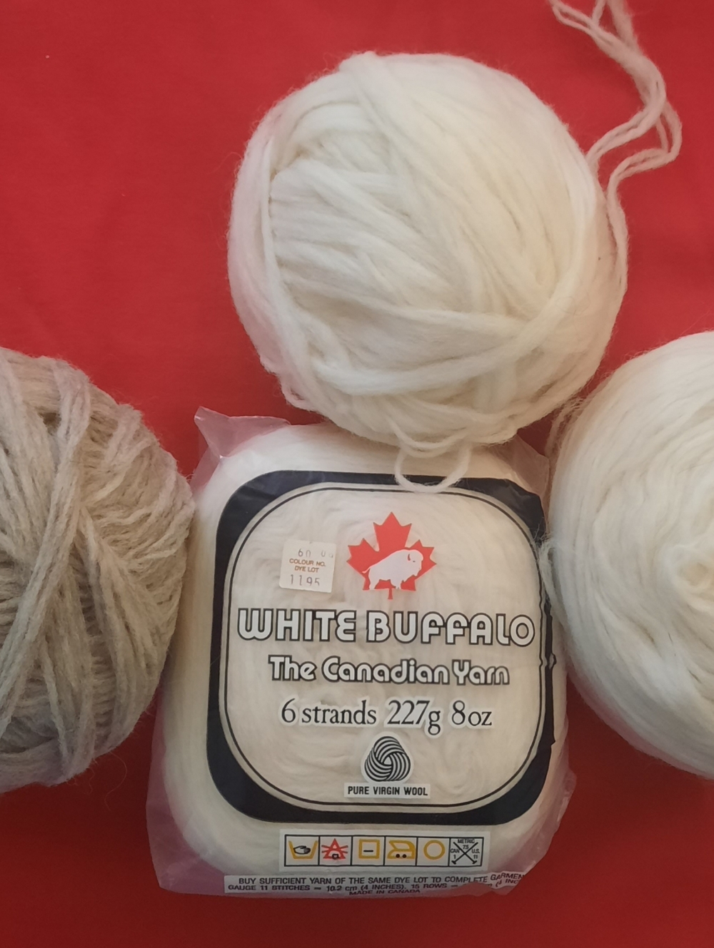 White Buffalo Wool LOT as shown with 3 Natural White 1 Natural Light Browm